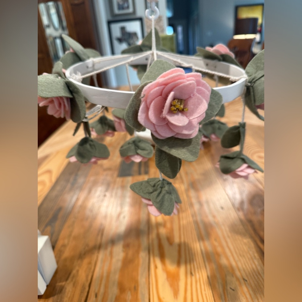 Pottery Barn Kids Felt Flower Crib Mobile | Blush & Sage | Like New